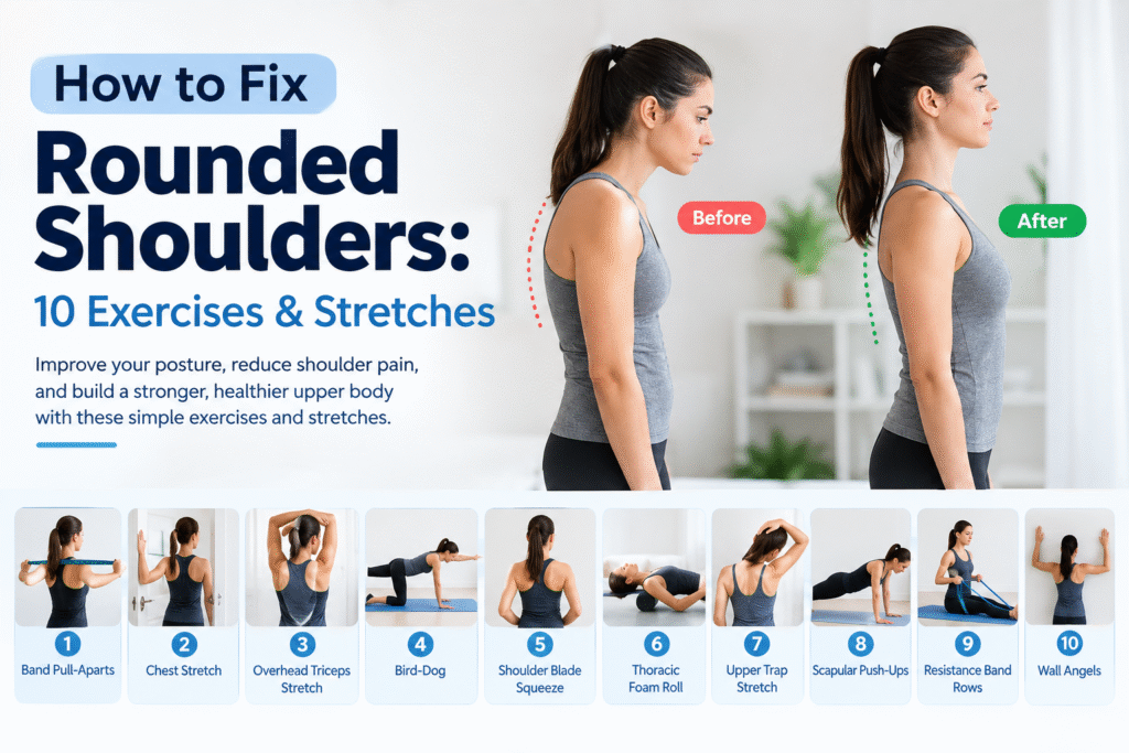 How to Fix Rounded Shoulders: Best Exercises, Stretches & Posture Tips